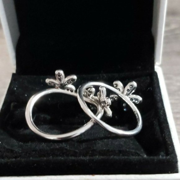 PANDORA Sterling Silver RETIRED DAZZLING DAISIES RING set -SIZE 7 - Picture 4 of 9